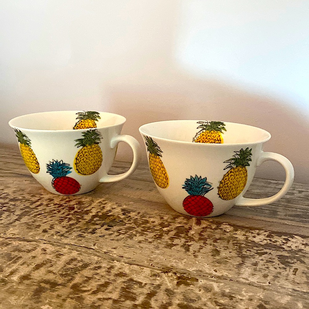 Two Ceramic Signature Pineapple Mugs